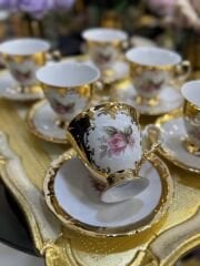 6 Kişilik porselen kahve fincan takımı
