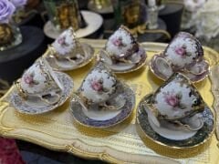 6 Kişilik porselen kahve fincan takımı