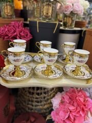 6 Kişilik porselen kahve fincan takımı