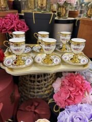 6 Kişilik porselen kahve fincan takımı