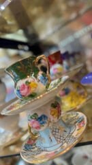 6 Kişilik el boyama porselen kahve fincan takımı