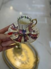 6 Kişilik el boyama porselen kahve fincan takımı