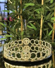 Aynalı yuvarlak gümüş ithal metal tepsi 34cm