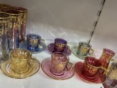 6 Kişilik gold yaldız el boyama cam kahve fincan takımı