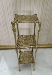 3 Katlı kare pirinç yan sehpa