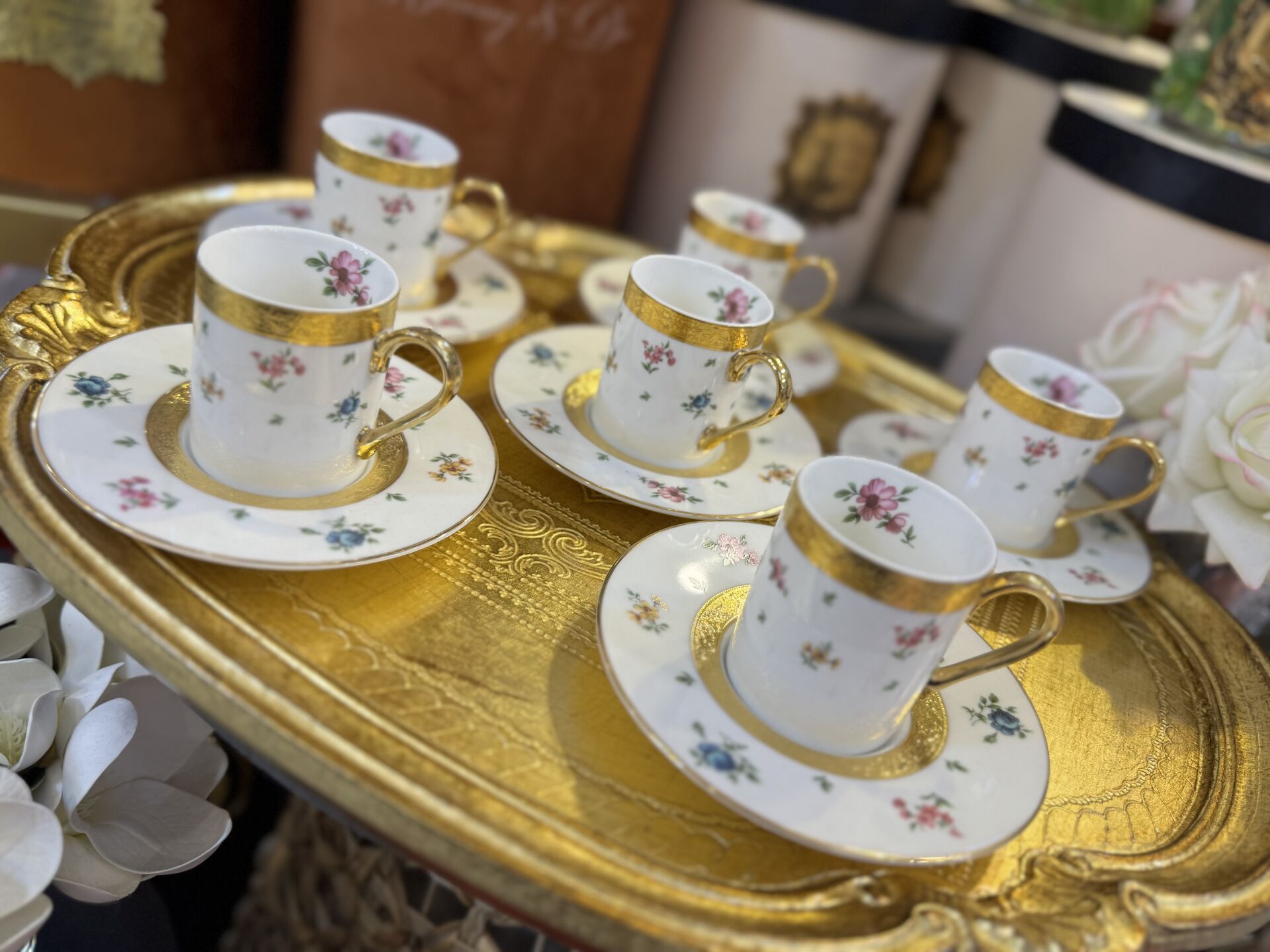 6 Kişilik porselen kahve fincan takımı