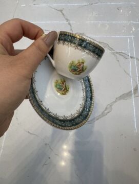 6 Kişilik porselen kahve fincan takımı