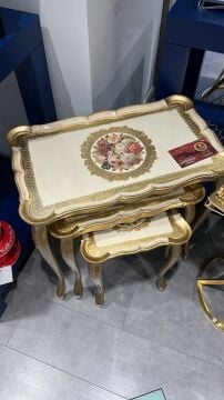 Orijinal İtalyan Gül ağacı 3’lü zigon sehpa