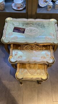 Orijinal İtalyan Gül ağacı 3’lü zigon sehpa