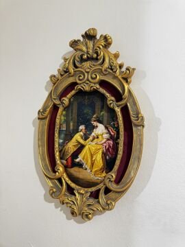 Dekoratif içi kadife pano bordo 52*31cm