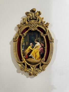 Dekoratif içi kadife pano bordo 52*31cm