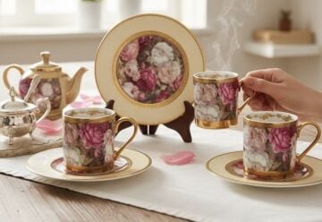 6 Kişilik porselen kahve fincan takımı