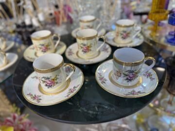 6 Kişilik sedefli porselen kahve fincan takımı