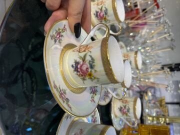 6 Kişilik sedefli porselen kahve fincan takımı