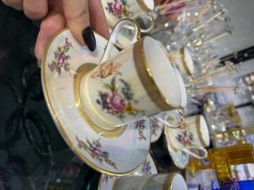 6 Kişilik sedefli porselen kahve fincan takımı