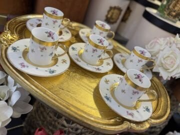 6 Kişilik porselen kahve fincan takımı
