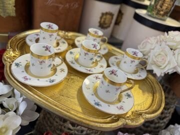 6 Kişilik porselen kahve fincan takımı