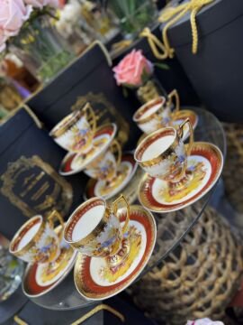 6 Kişilik porselen kahve fincan takımı