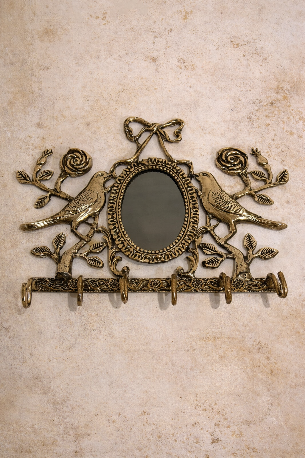 Kuşlu pirinç anahtar askılığı