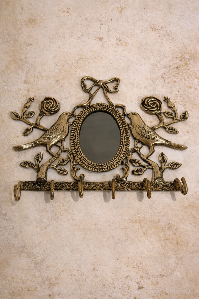 Kuşlu pirinç anahtar askılığı